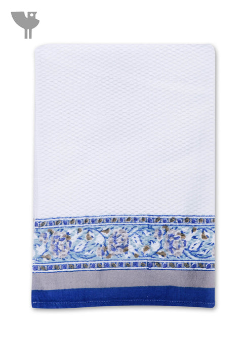 Handloom Cotton Bath Towel With Block Print Border